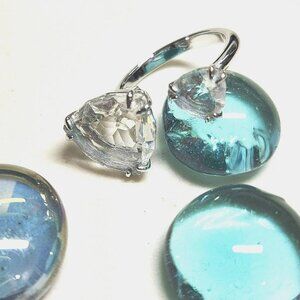 Authentic Swarovski Millenia Cocktail Ring Rhodium Finish Clear Crystals Size 6